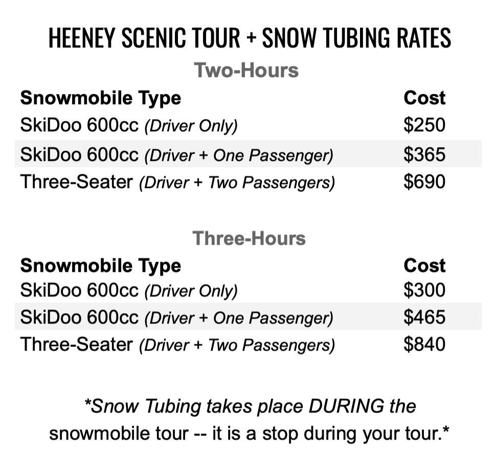 Snowmobile Rates_25-26_Beginner-Tubing